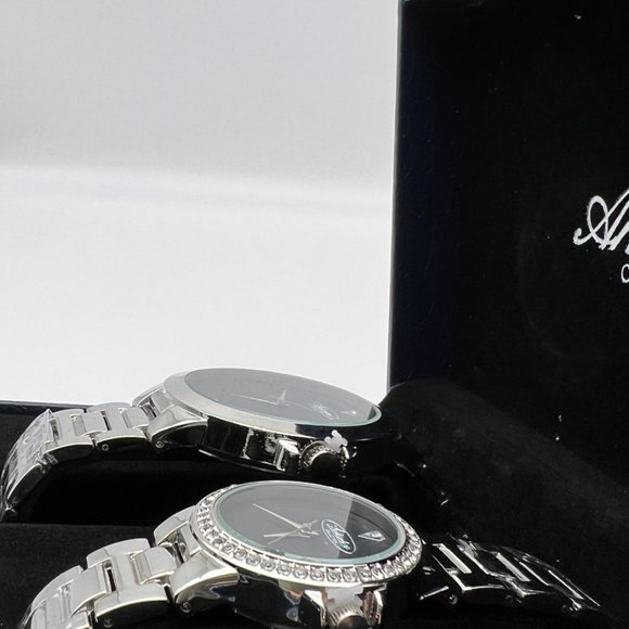 Antonino Collection His & Hers Silver Watch Set – Black Dial Gift Box - Picture 5 of 8